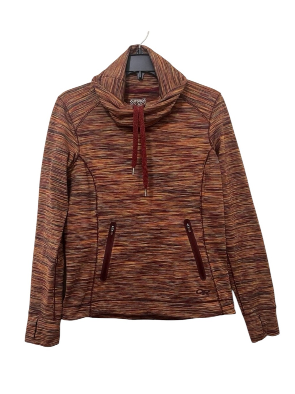 OUTDOOR RESEARCH Melody Cowl Neck Top Garnet Multi Space-Dye Hiking Yoga Size S